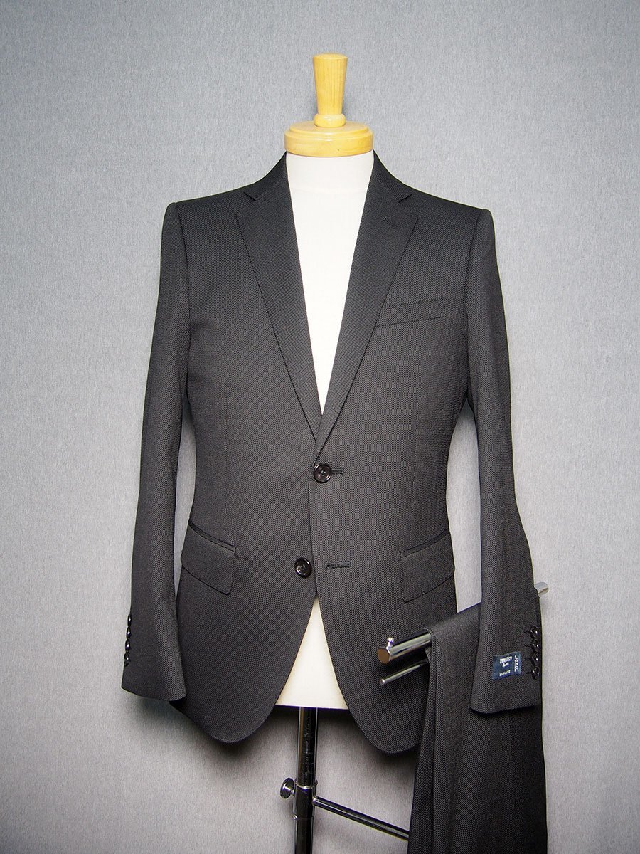 (ac) 11401-11-YA3 秋冬 2ツボタン ノータック スーツ 黒 ブラック 織柄 インポート イタリア MARLANE メンズ