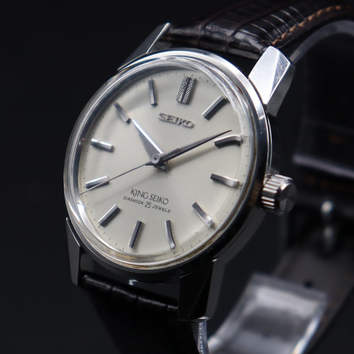 希少 ムーブ美品 KING SEIKO キングセイコー セカンドモデル 初期型カマ付 44999 手巻き 25石 盾メダリオン 1965年 新品革ベルト メンズセイコー