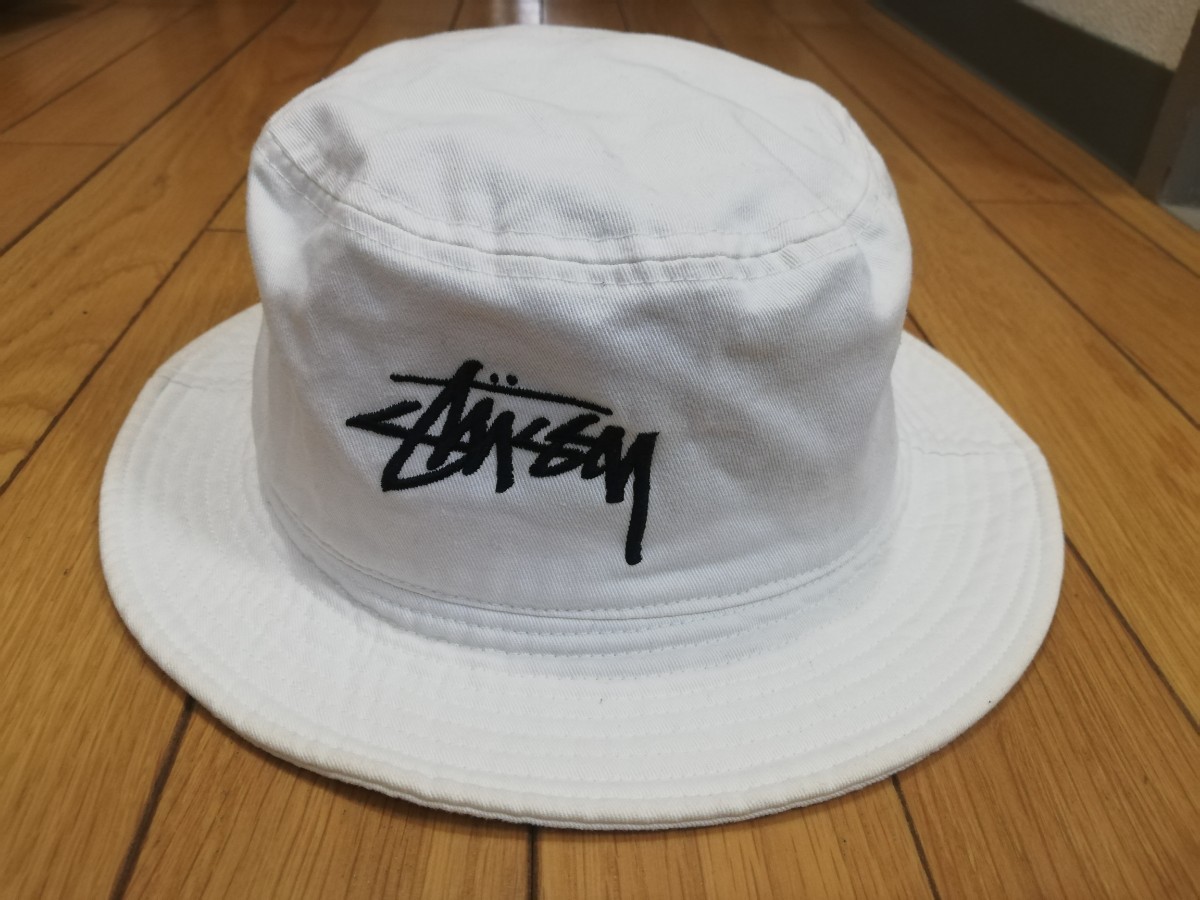 【STUSSYステューシー】オフィシャルコットンツイル生地バケットハット◆SM サイズ(約58㎝)_画像1