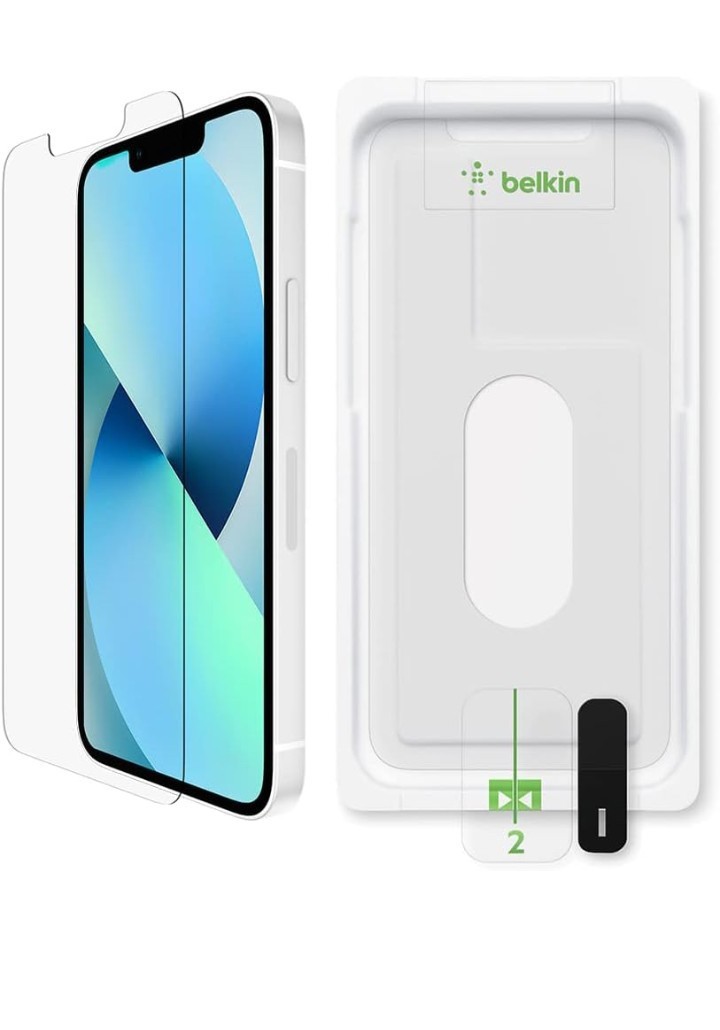 f49 Belkin iPhone 13 mini 用 保護ガラスフィルム 強化ガラス 日本AGC旭硝子製 抗菌 0.33mm 簡単取付キット付き OVA068zz_画像1