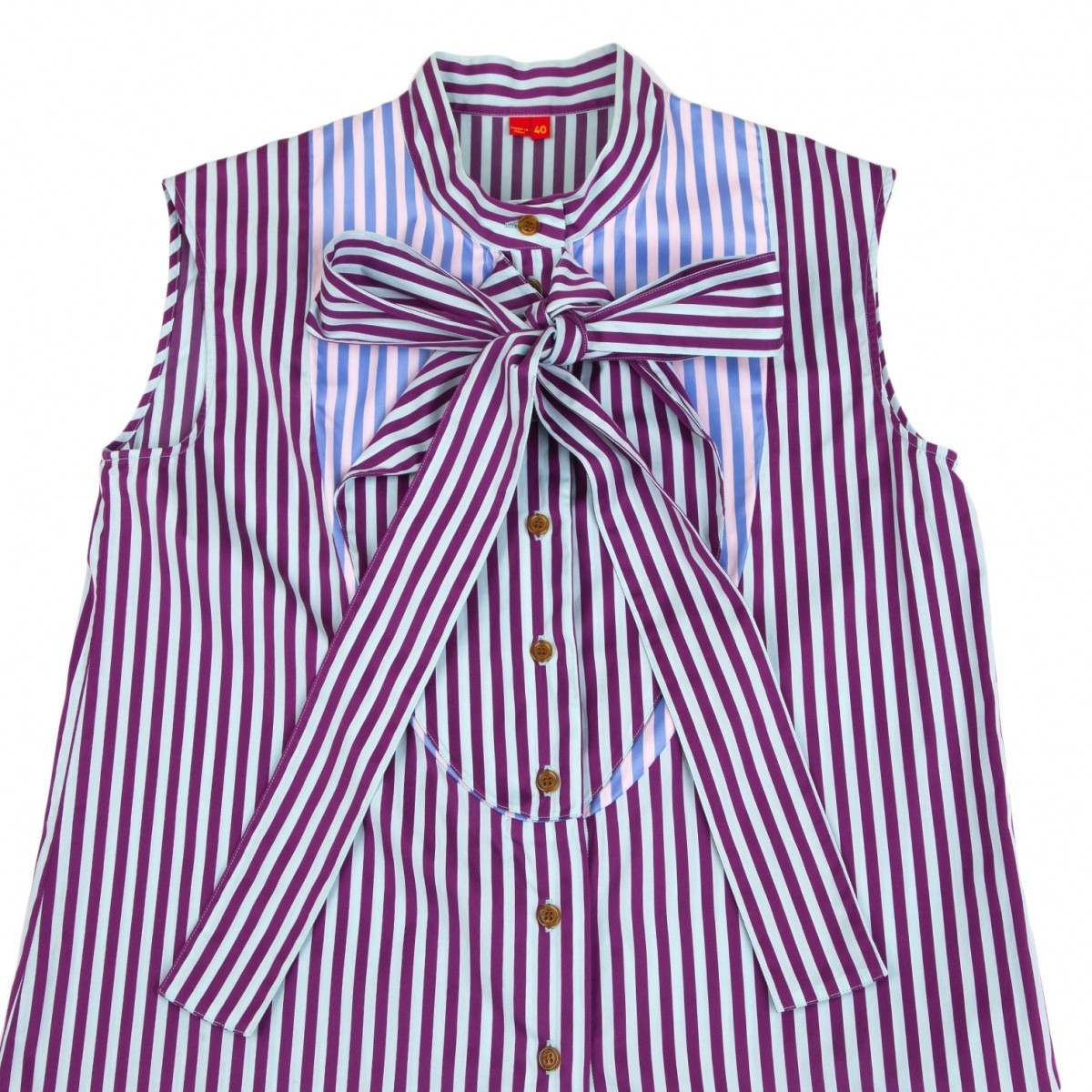  Vivienne Westwood red label stripe front Layered design sleeveless shirt white purple 40