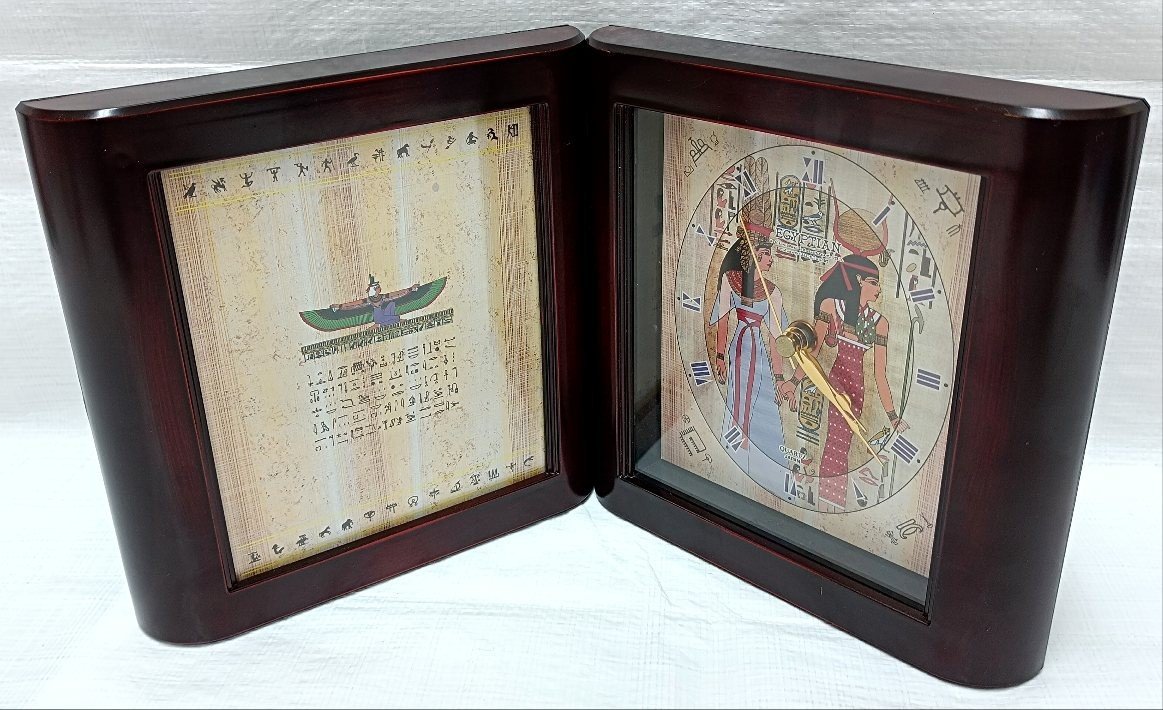 ・日本製　古代エジプトEGYPTIAN文字盤　二つ折　クオーツ置時計_画像1