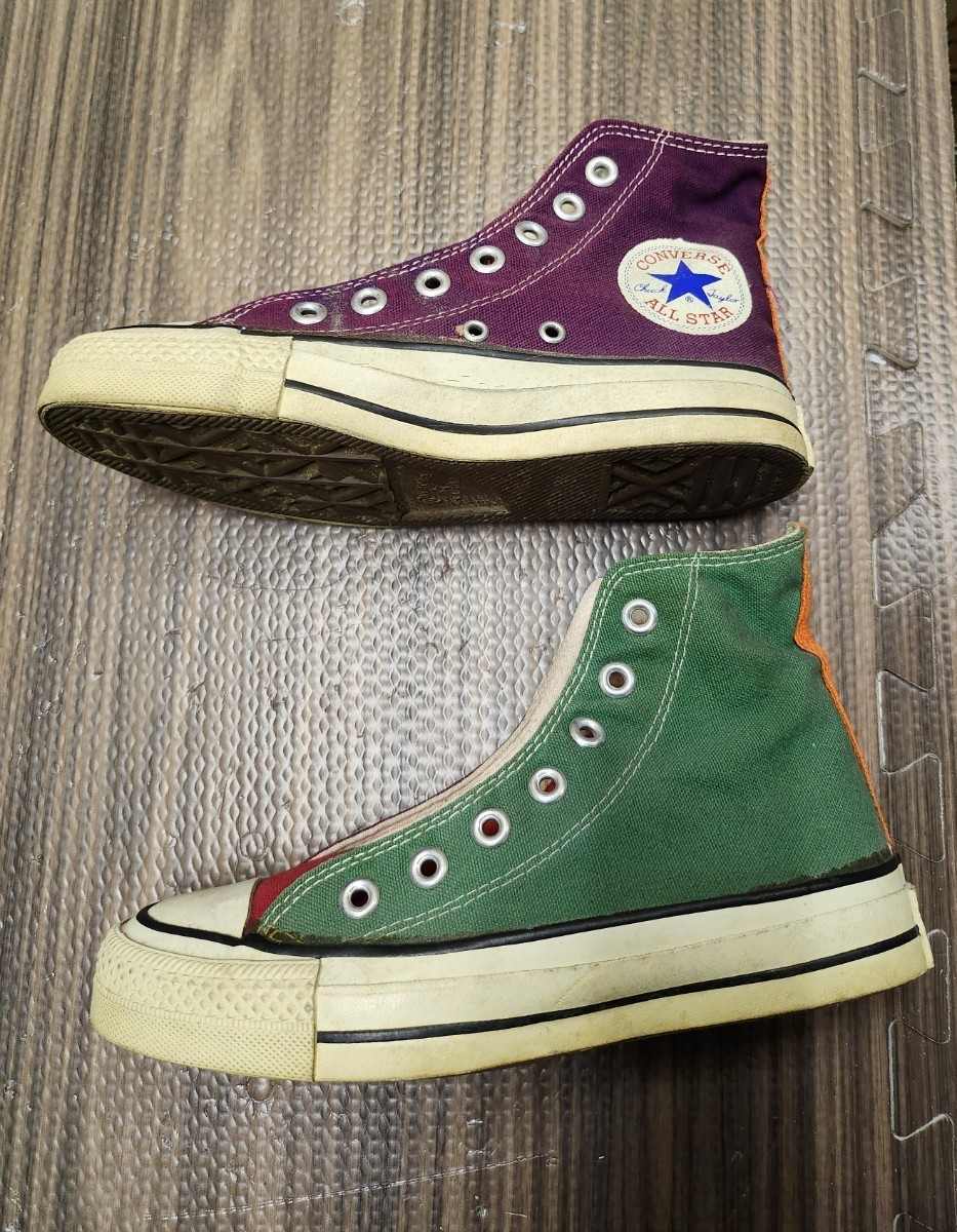 希少 80s CONVERSE ALLSTAR コンバース オールスター ハイカット シューズ マルチカラー 22.5cm 当時物 オールド MADE IN U.S.A_画像2