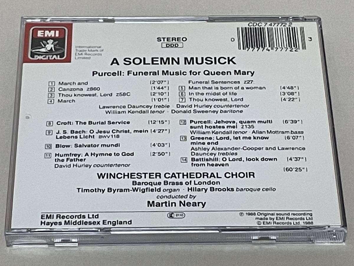マーティン・ニアリー指揮 「厳粛な音楽」 パーセル:メアリ女王のための葬送音楽、 J.S.バッハ:おお、イエズス・キリスト、わが命の光他 S4_画像3
