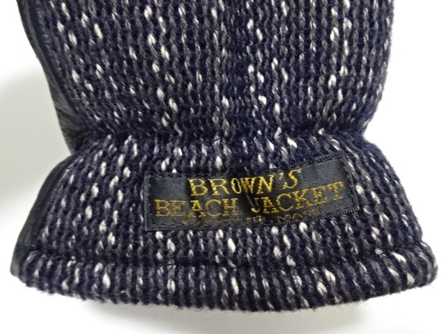 BROWN'S BEACH JACKET GLOVES / ブラウンズビーチジャケット ゴマ塩ｘレザー グローブ 手袋 フルカウント製 実名復刻 メンズ 定価18480円_画像6
