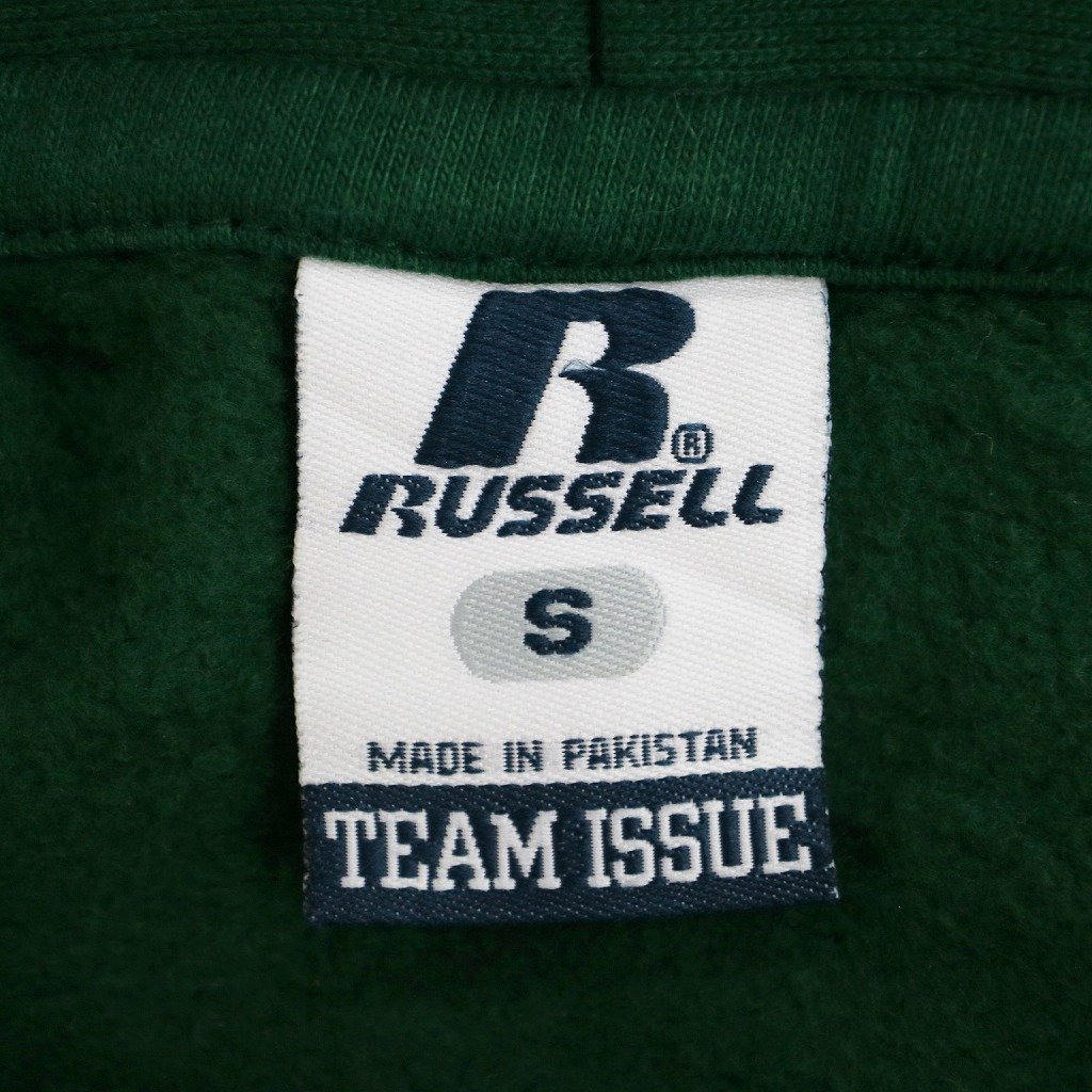 RUSSELL ATHLETIC ラッセル プルオーバースウェット ハーフジップ 刺繍 カレッジ スポーツ グリーン (メンズ S) 中古 古着 O5068_画像8