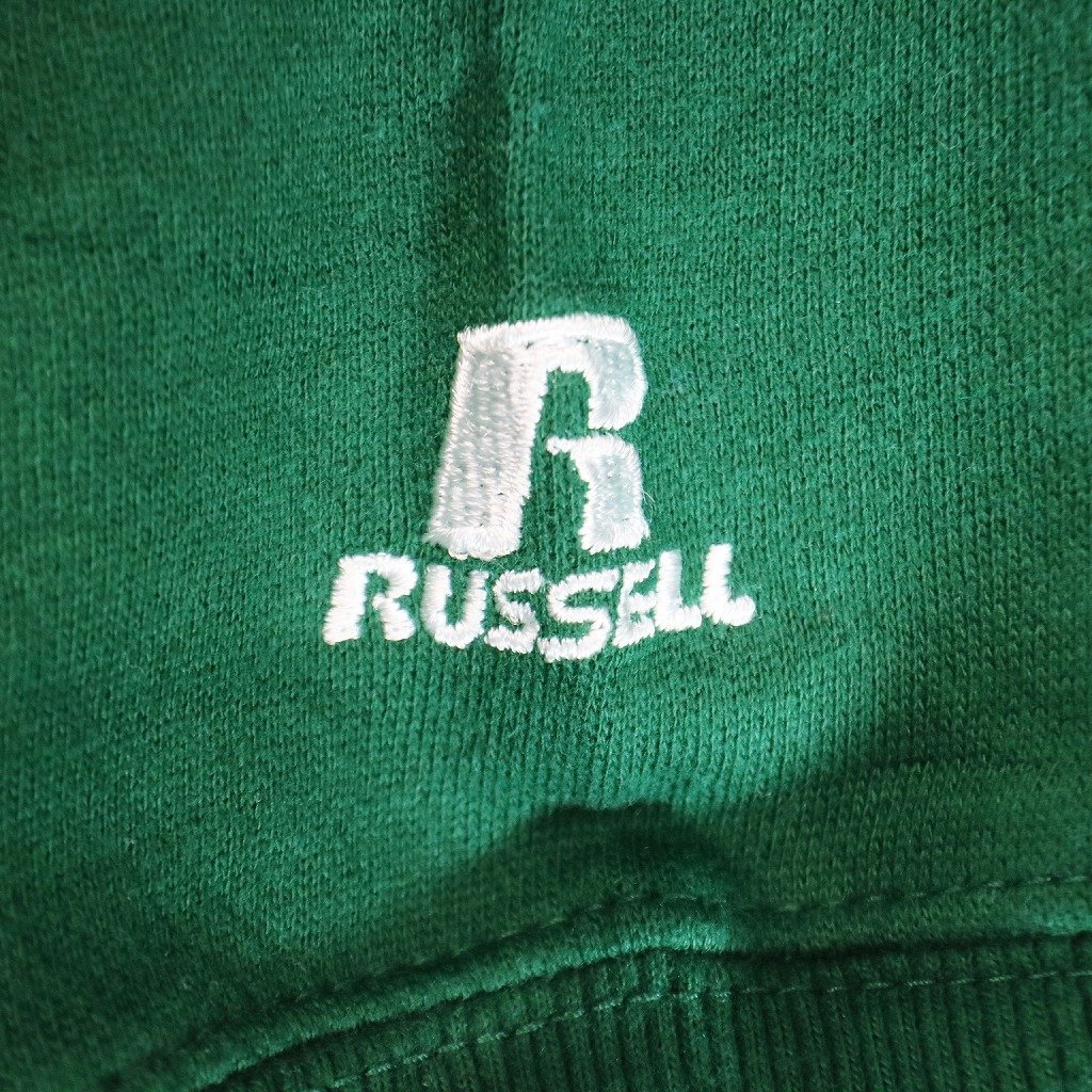 RUSSELL ATHLETIC ラッセル プルオーバースウェット ハーフジップ 刺繍 カレッジ スポーツ グリーン (メンズ S) 中古 古着 O5068_画像6