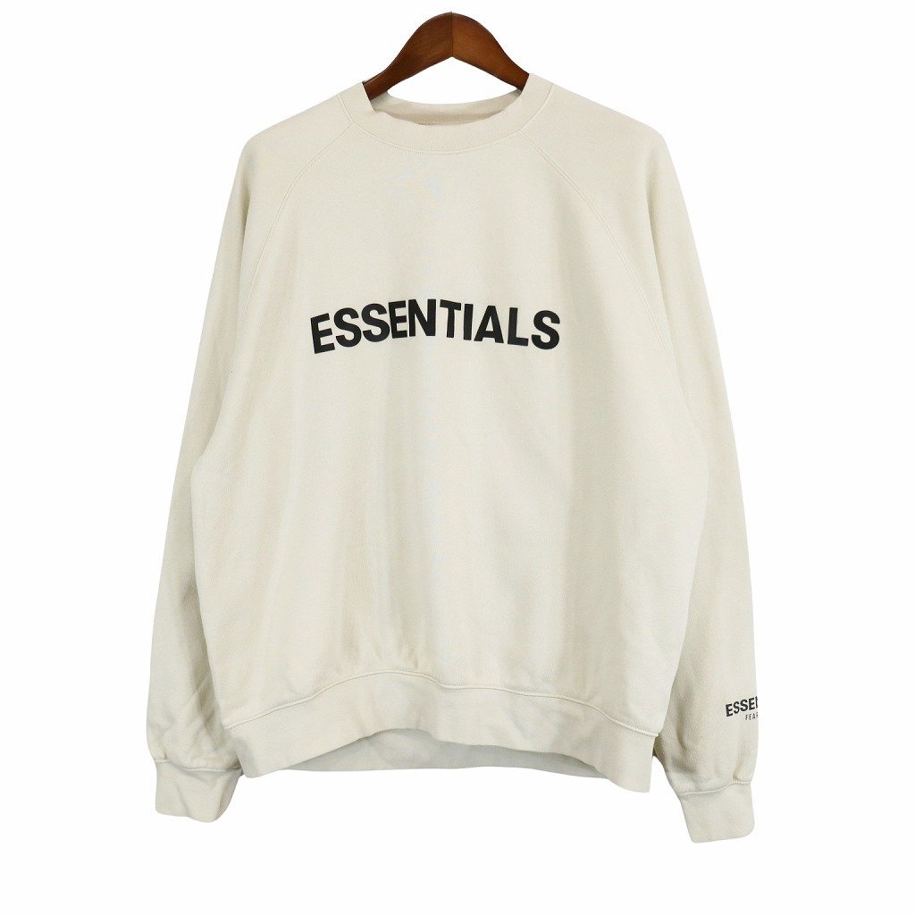 ESSENTIALS FEAR OF GOD ロゴプリント スウェット ラグランスリーブ アイボリー (メンズ L) 中古 古着 O5204_画像1