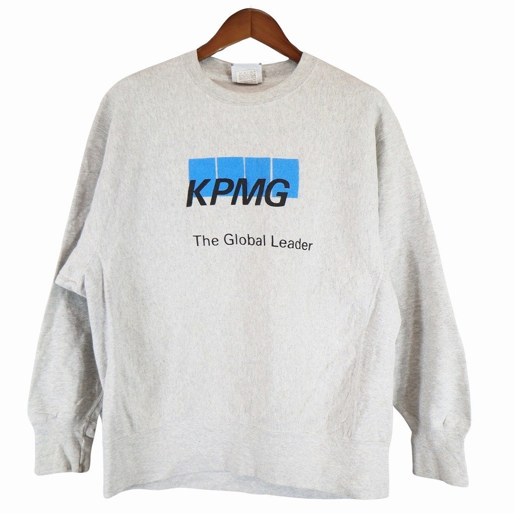 90年代 USA製 Lee リー 企業ロゴ スウェット KPMG グレー (メンズ XL) 中古 古着 O5468_画像1