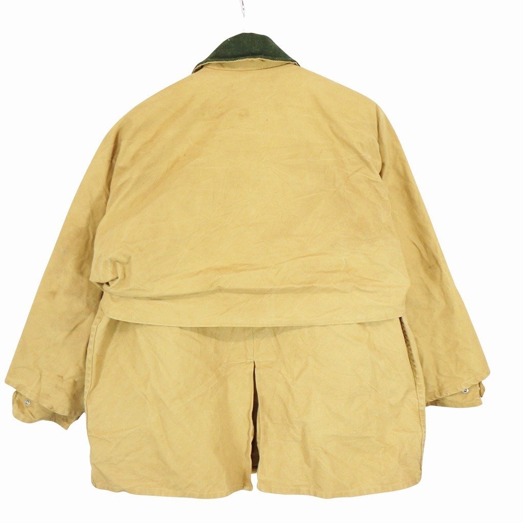 70年代 USA製 FILSON フィルソン オイルド ハンティングジャケット チンストラップ ベージュ (メンズ 44) 中古 古着 O5496_画像2