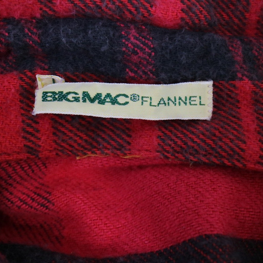 BIG MAC ビッグマック ネルシャツ 長袖シャツ チェック柄 レッド (メンズ L相当) 中古 古着 O5109_画像5