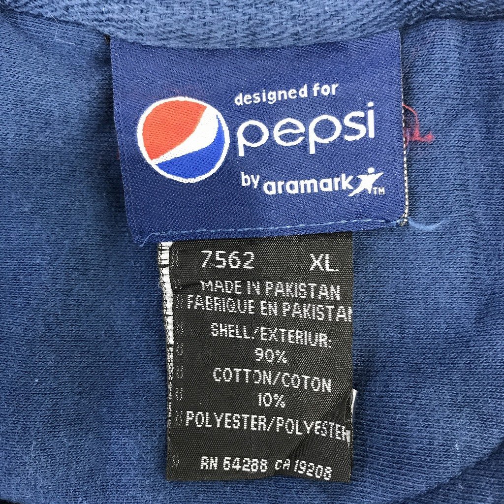 2000年代 aramark pepsi ペプシ スウェット 刺繍 ワンポイントロゴ ネイビー (メンズ XL) 中古 古着 O6144_画像7