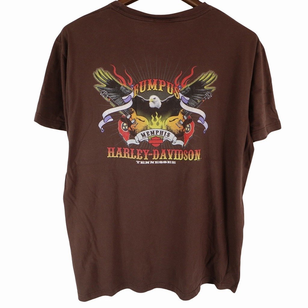 HARLEY DAVIDSON ハーレーダビッドソン ロゴプリント 半袖Ｔシャツ ブラウン (メンズ XL) 中古 古着 O6329_画像2