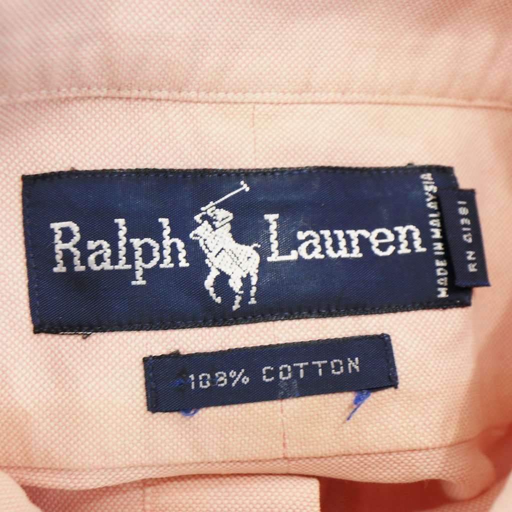 RALPH LAUREN Ralph Lauren long sleeve shirt embroidery one Point Logo pink ( men's 34) O6304