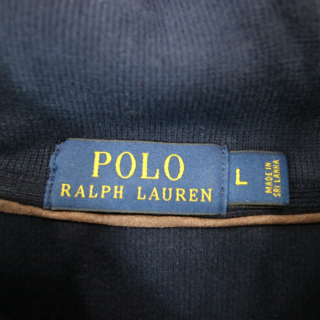 SALE/ Polo Ralph Lauren ポロラルフローレン ワンポイント ショールカラー スウェット エルボーパッチ ネイビー (メンズ L) N6836_画像8