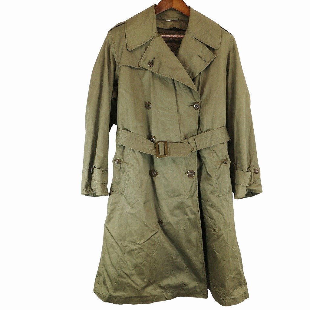 40年代 米軍実物 U.S.ARMY オフィサーオーバーコート コート ヴィンテージ ミリタリー アウター カーキ (メンズ L相当) 中古 古着 O6259