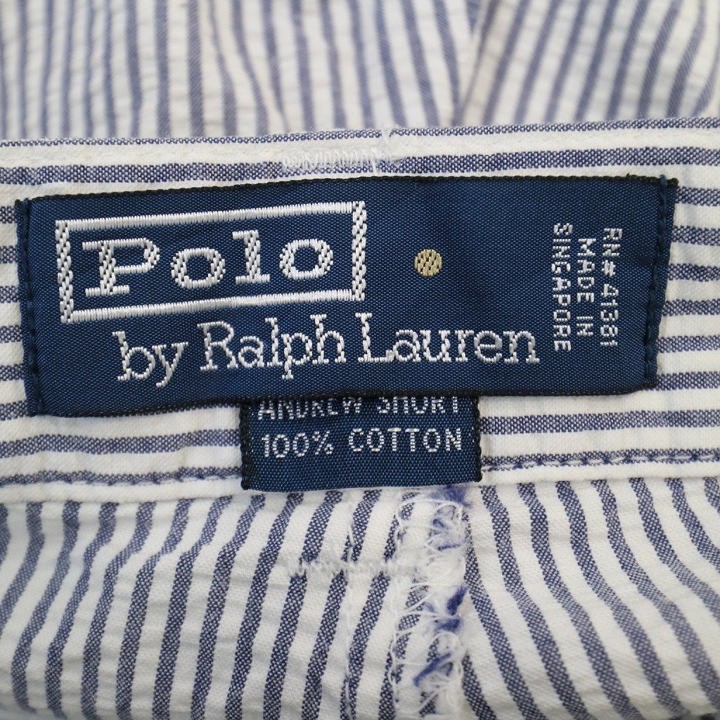 SALE/ Polo by Ralph Lauren ポロバイラルフローレン シアサッカー ショートパンツ ストライプ ブルー (メンズ 34) 中古 古着 N8669_画像6