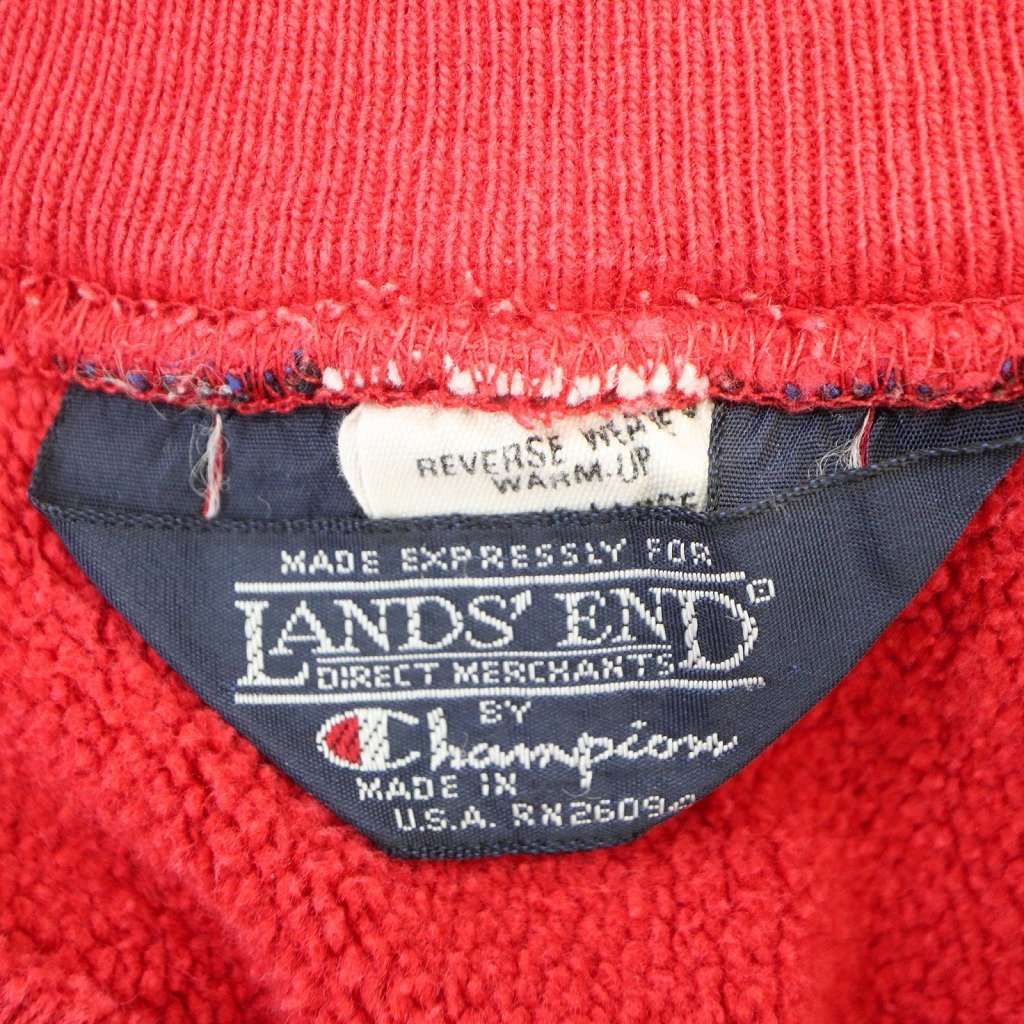 80年代~90年代 USA製 LANDS' END ランズエンド Champion チャンピオン リバースウィーブ スウェット レッド (メンズ L) 中古 古着 O6421_画像10