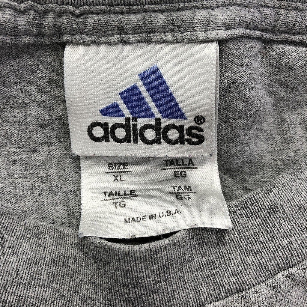 2000 годы ~ adidas Adidas Logo футболка с длинным рукавом круглый вырез принт спорт серый ( мужской XL) б/у б/у одежда O7214
