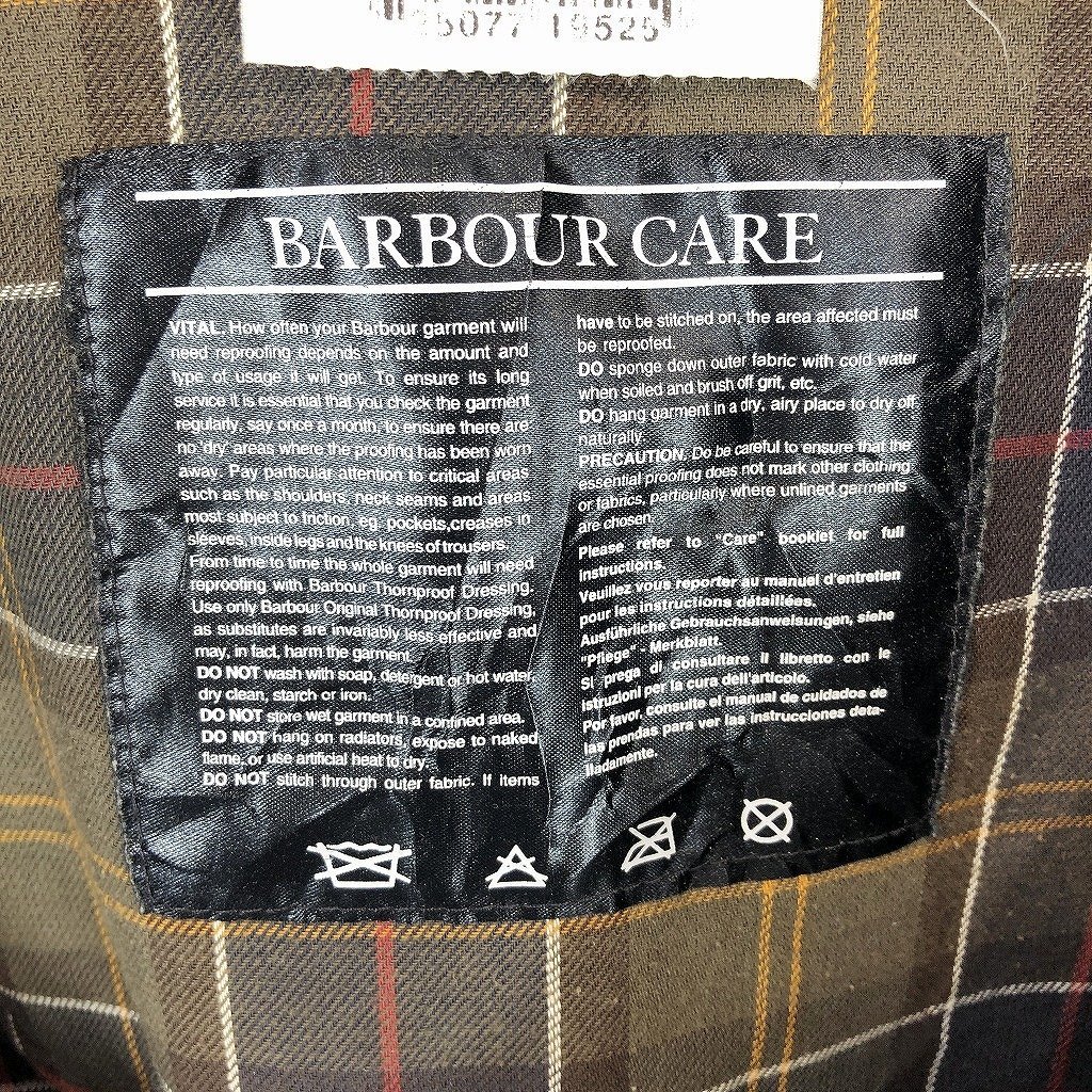 イングランド製 Barbour バブアー BEAUFORT ジャケット 刺繍 裏地チェック ラグラン ブラウン (メンズ C46/117CM) 中古 古着 O7218_画像8