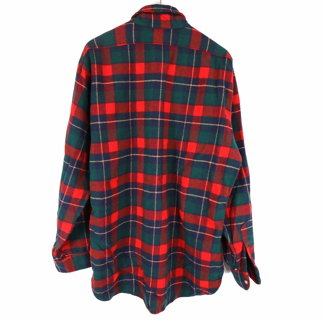 SALE/ 70年代 USA製 PENDLETON ペンドルトン ウールチェック長袖シャツ アメカジ ダブルフラップポケット チェック (メンズ L) O0257_画像2