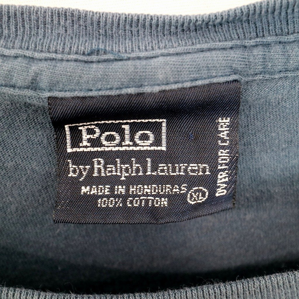 SALE/ 90年代 Polo by Ralph Lauren ポロバイラルフローレン ロゴプリント 長袖Ｔシャツ シングルステッチ ネイビー (メンズ XL) O0392_画像5