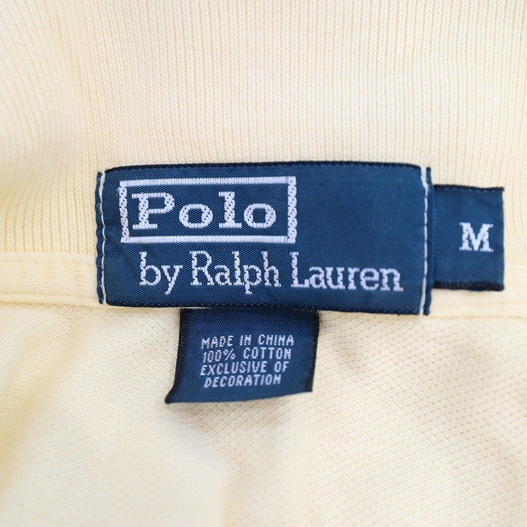 SALE/ 90年代 Polo by Ralph Lauren ポロバイラルフローレン 半袖 ポロシャツ 刺繍 胸元ワンポイントロゴ イエロー (メンズ M) O0469_画像8