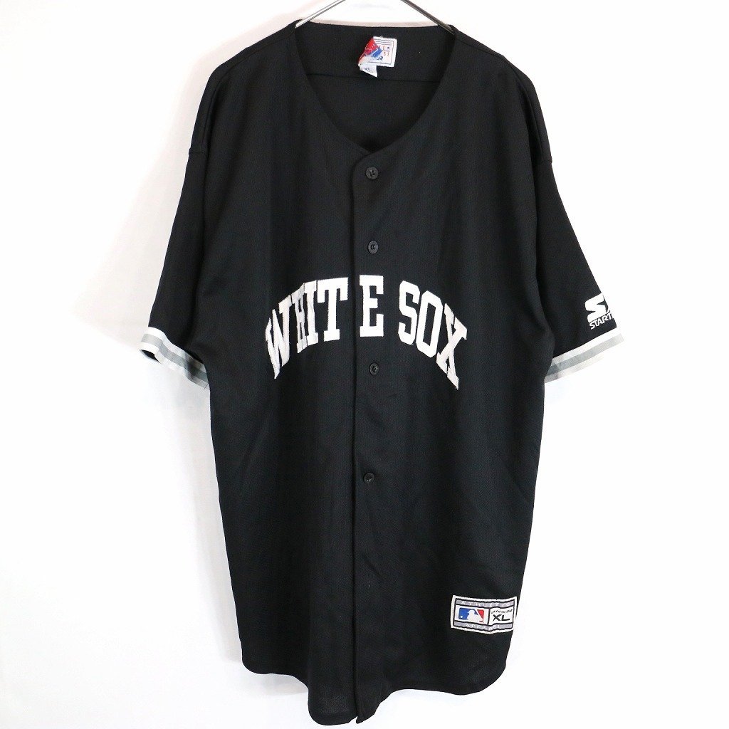 SALE/ STARTER スターター MLB シカゴ・ホワイトソックス ゲームシャツ 半袖シャツ Y2K ベースボール ブラック (メンズ XL) O0852_画像1
