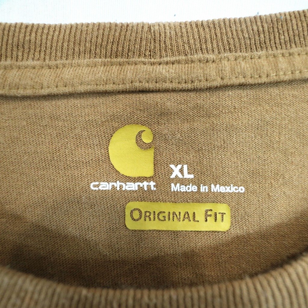 SALE/ Carhartt カーハート ブランドネームプリント 長袖Ｔシャツ ワーク 胸元ブランドロゴ ブラウン (メンズ XL) 中古 古着 O0995_画像6