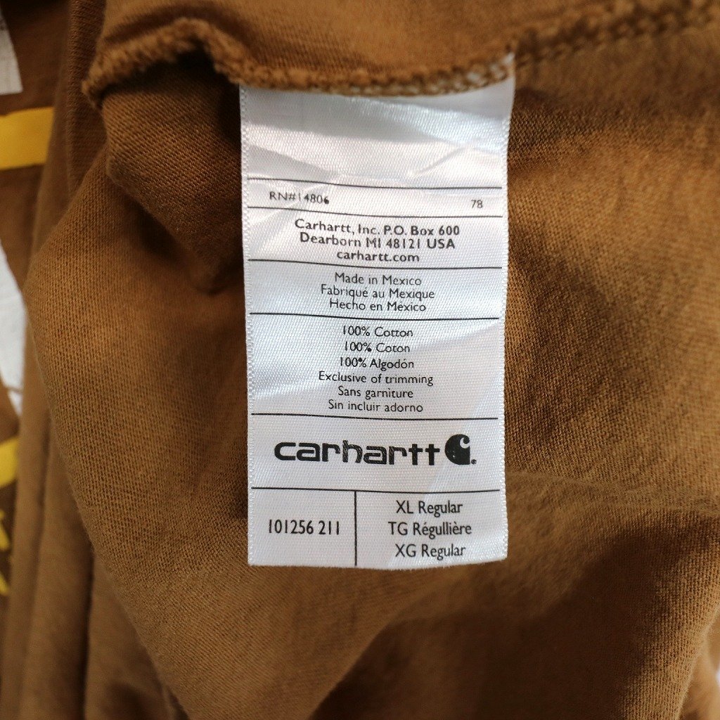 SALE/ Carhartt カーハート ブランドネームプリント 長袖Ｔシャツ ワーク 胸元ブランドロゴ ブラウン (メンズ XL) 中古 古着 O0995_画像5