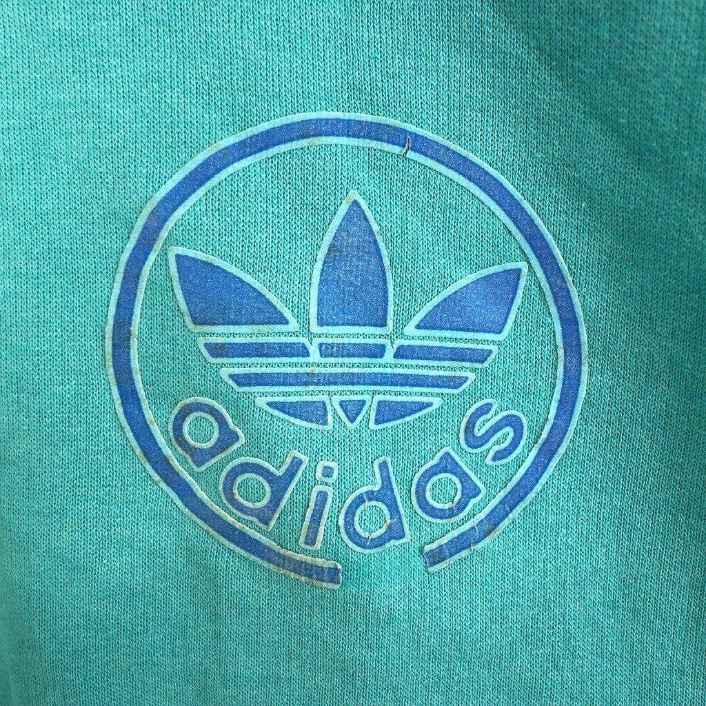 SALE/ 80年代 adidas アディダス オリジナルス ブランドネームプリント クルーネックスウェット エメラルドグリーン (メンズ L) O0576_画像7