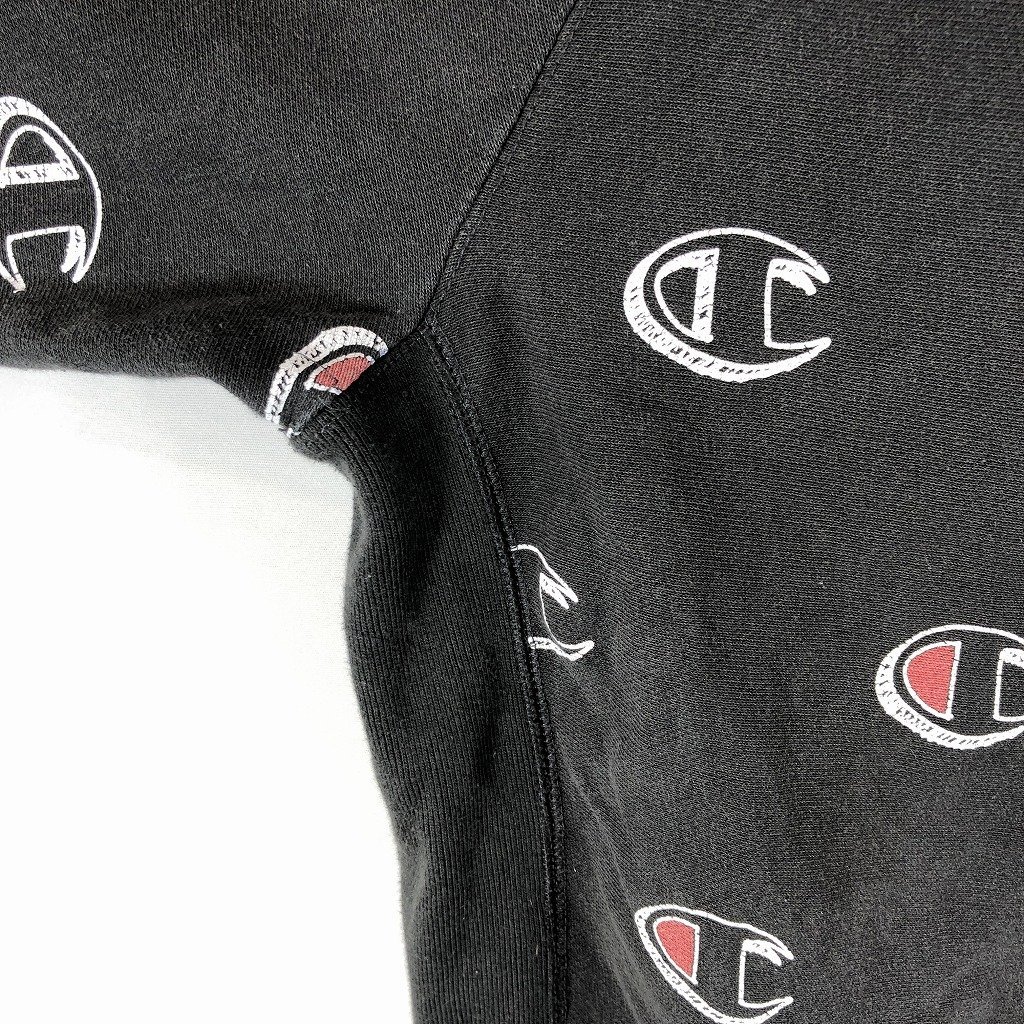 Champion チャンピオン リバースウィーブ プルオーバー フーディー パーカー 大きいサイズ ロゴ ブラック (メンズ 3XL) 中古 古着 O7930_画像4