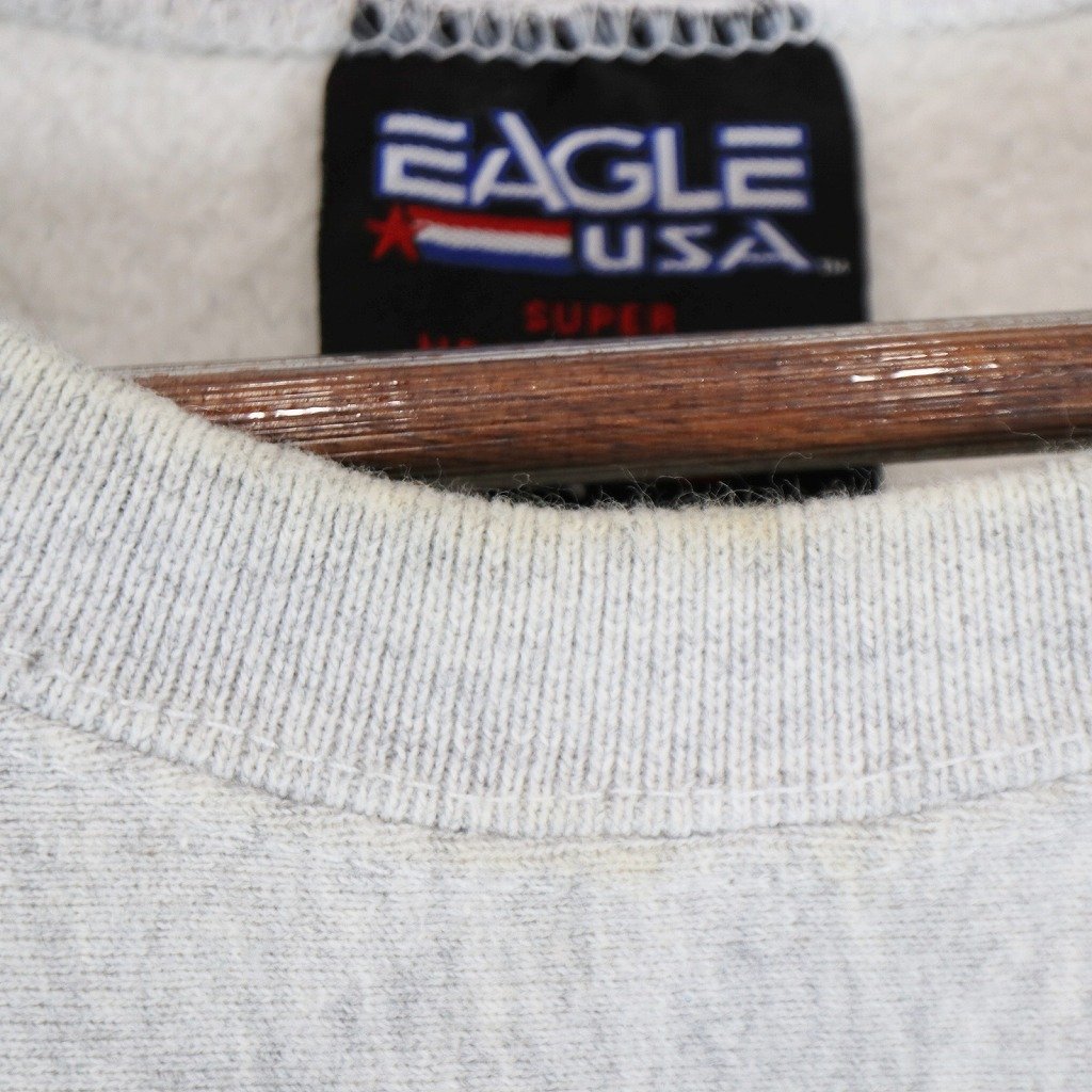 90年代 USA製 EAGLE USA リバースウィーブ型 企業ロゴ刺繍 スウェット アメカジ グレー (メンズ M) 中古 古着 O7913