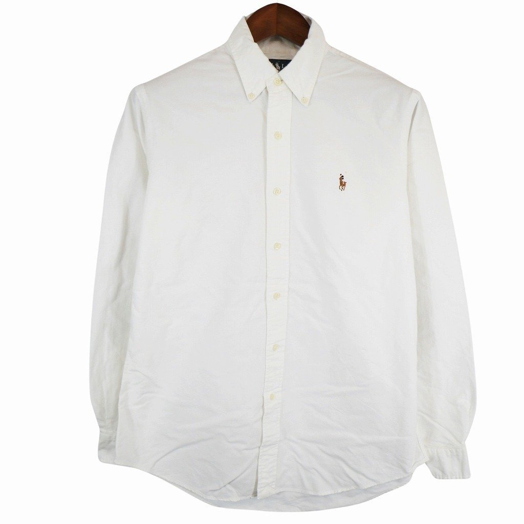 Polo by Ralph Lauren ポロバイラルフローレン CUSTOM FIT 長袖シャツ アメカジ ホワイト (メンズ M) 中古 古着 O8199