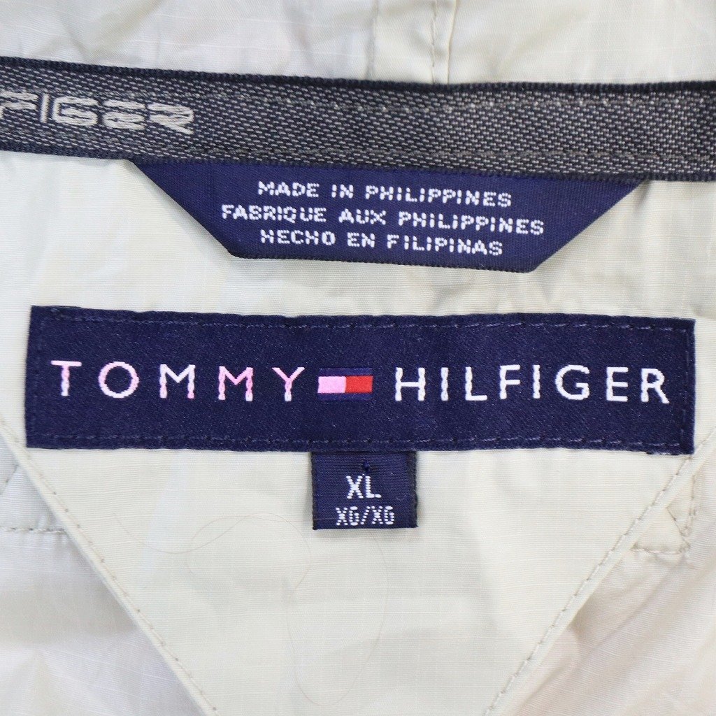 TOMMY HILFIGER トミーヒルフィガー アノラックパーカー デタッチャブル ワンポイント ベージュ (メンズ XL) 中古 古着 O8382_画像6