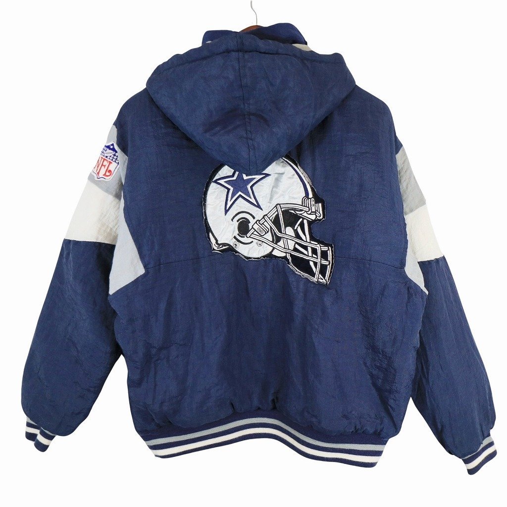 80-90s NFL ダラスカウボーイズ ナイロン中綿ジャケット プロチーム ネイビー (メンズ - Mサイズ相当) 中古 古着 O8400_画像2