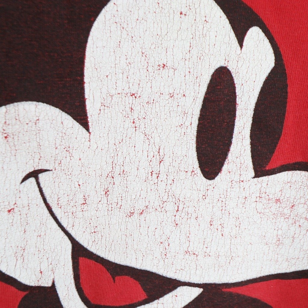 90年代 USA製 Disney ディズニー ミッキープリント 半袖Ｔシャツ 大きいサイズ レッド (メンズ ONE SIZE FITS ALL) 中古 古着 O8990_画像4