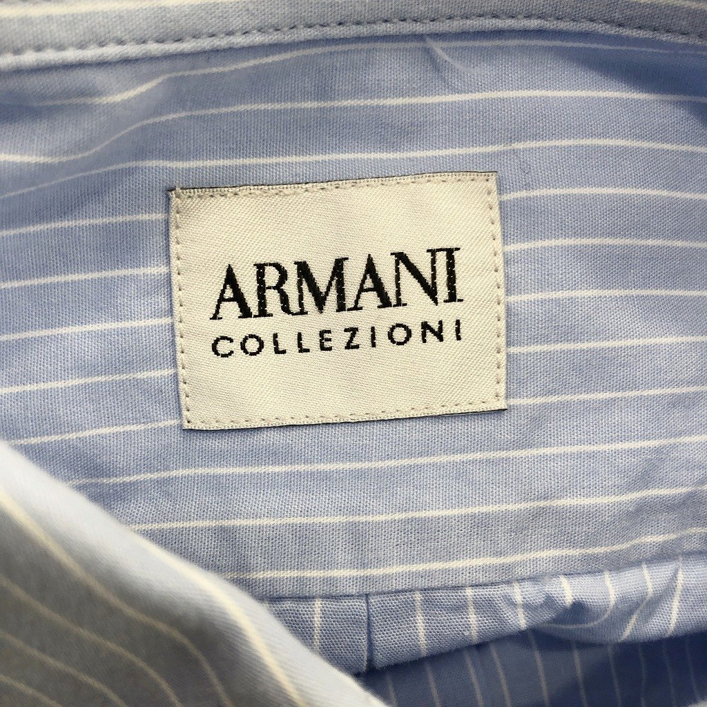 ARMANI COLLEZIONI アルマーニ コレッツォーニ 長袖シャツ フォーマル ライトブルー (メンズ L相当) 中古 古着 O9459_画像5