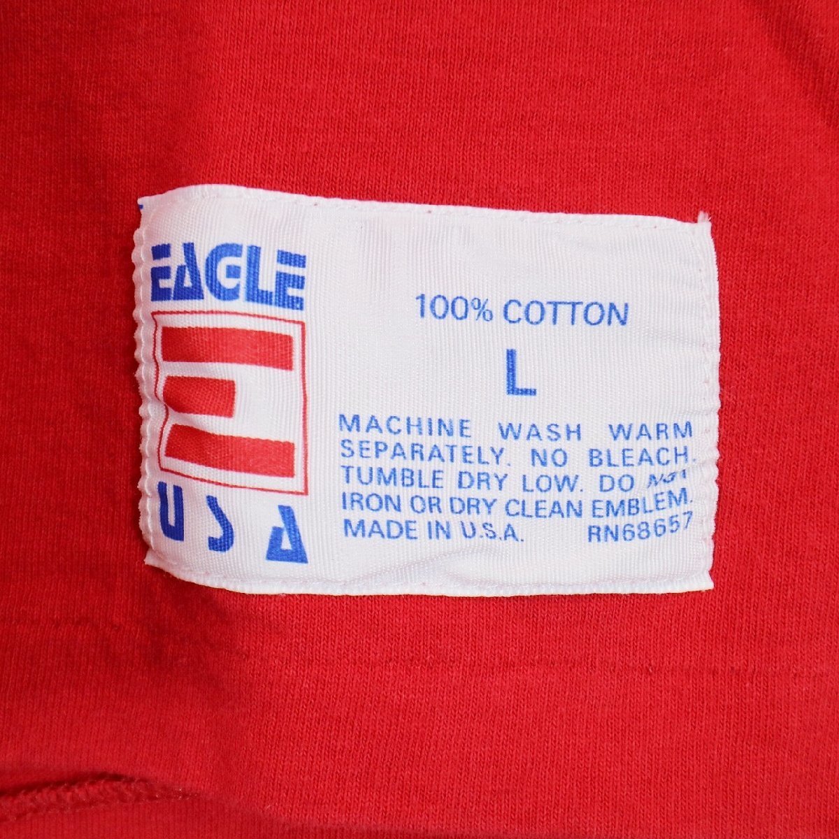 90s USA製 EAGLE USA 半袖 フットボールTシャツ アメフト スポーツ ユニフォーム レッド ( メンズ L ) 中古 古着 N0189_画像6