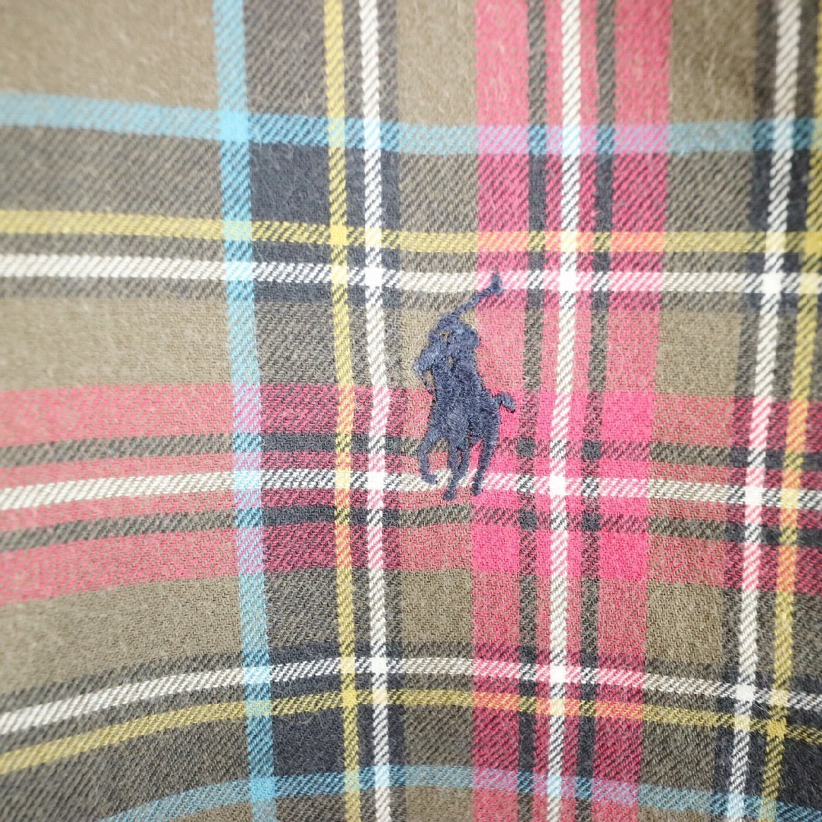 90s Polo by Ralph Lauren ポロ ラルフローレン 長袖 シャツ チェック柄 マルチカラー ( メンズ L ) 中古 古着 N3936_画像4