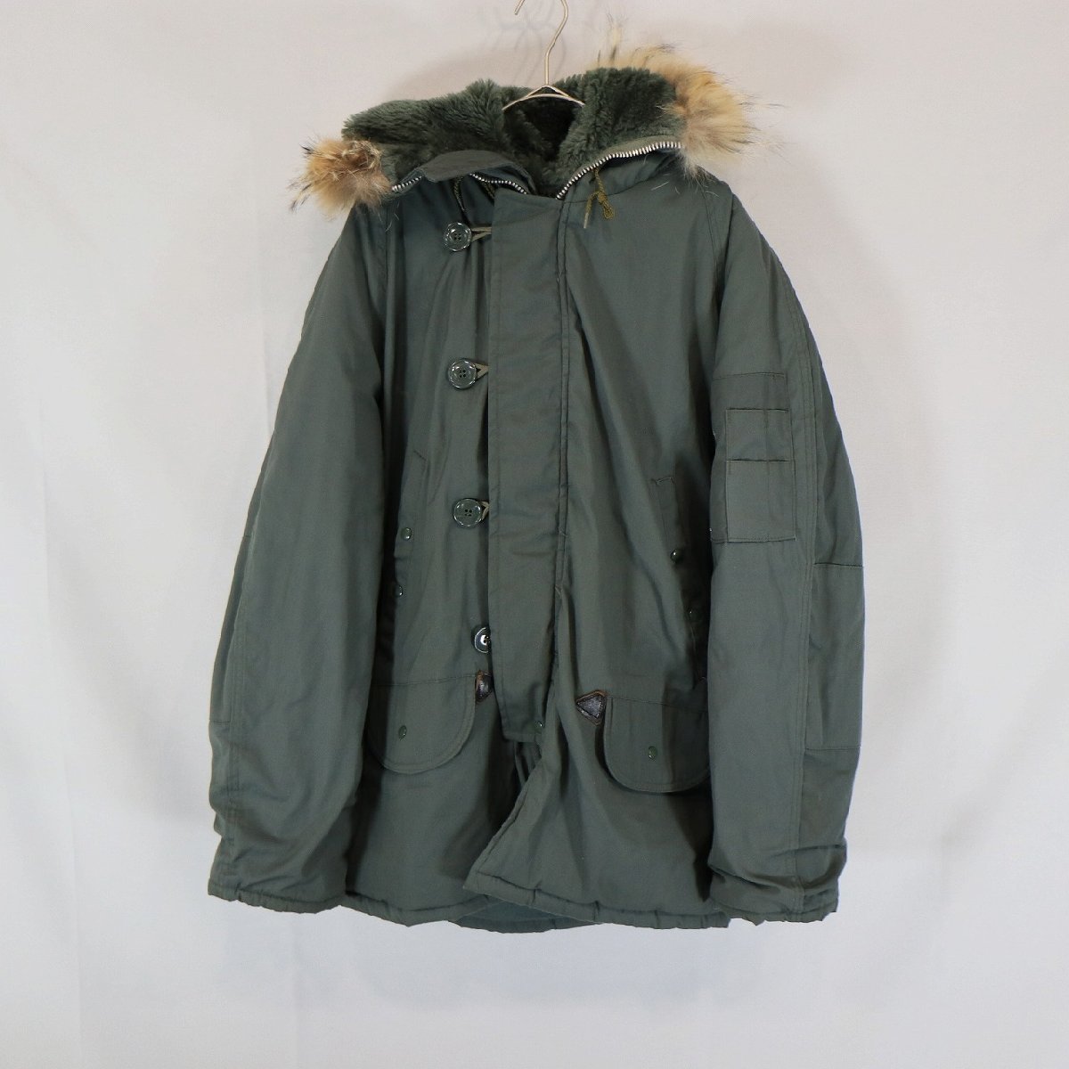 民間品 N3-Bタイプ フライトジャケット ミリタリー アメリカ軍 軍服 オリーブ ( メンズ L ) 中古 古着 N4602_画像1