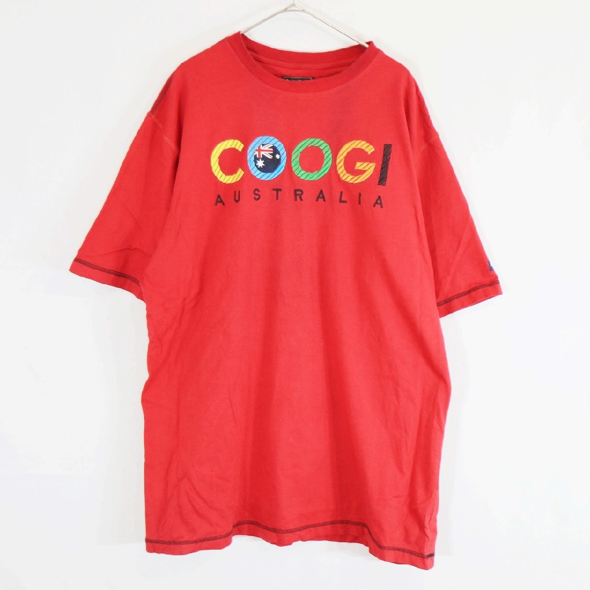 COOGI クージー 半袖 プリントTシャツ 刺しゅうロゴ レッド ( メンズ XXL ) 中古 古着 N4775_画像1