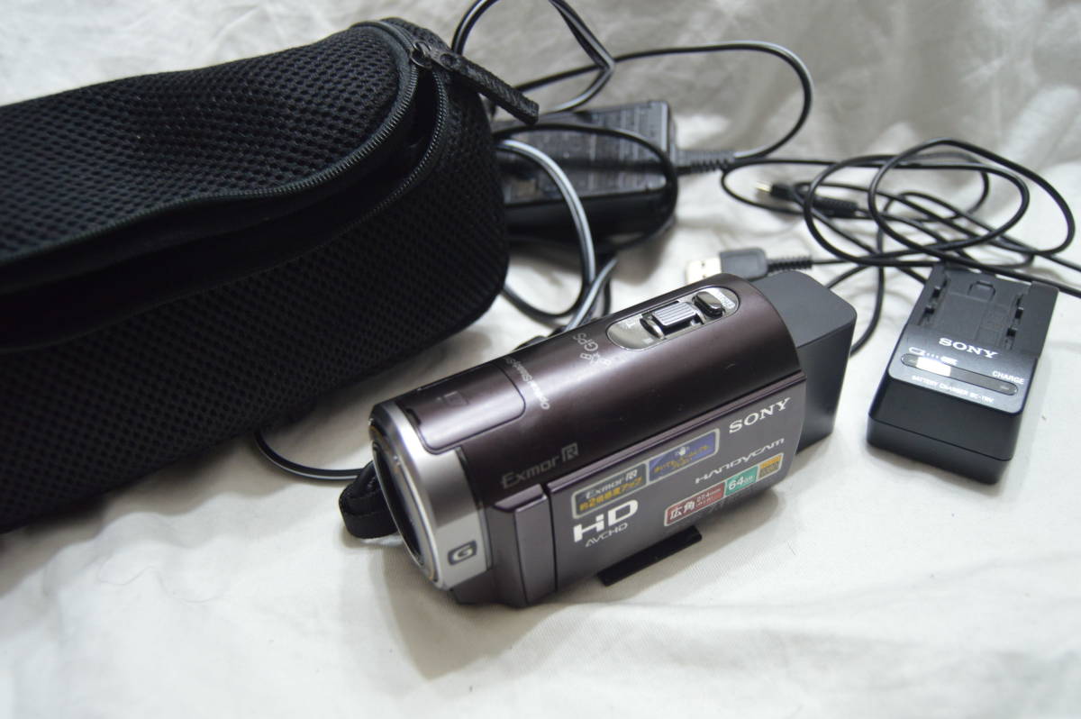 C875 中古 ソニー SONY Handycam HDR-CX370 ハンディカム ボルドーブラウン デジタルビデオカメラ バッテリー付き