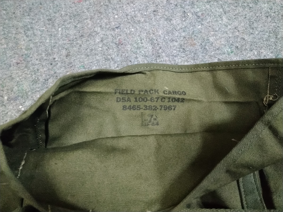 ベトナム戦 米軍 海兵隊 実物 放出品　M1941フィールドカーゴパック　未使用　デッドストック　OD　DSA-67 1967年当時物 払い下げ　_DSA-67 1967年当時物