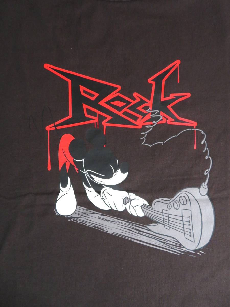 未使用 ビッグサイズ サイズXL Schott × Disney ショット ディズニー ミッキーマウス HARD ROCK ハードロック コラボ Tシャツ スモーク黒 