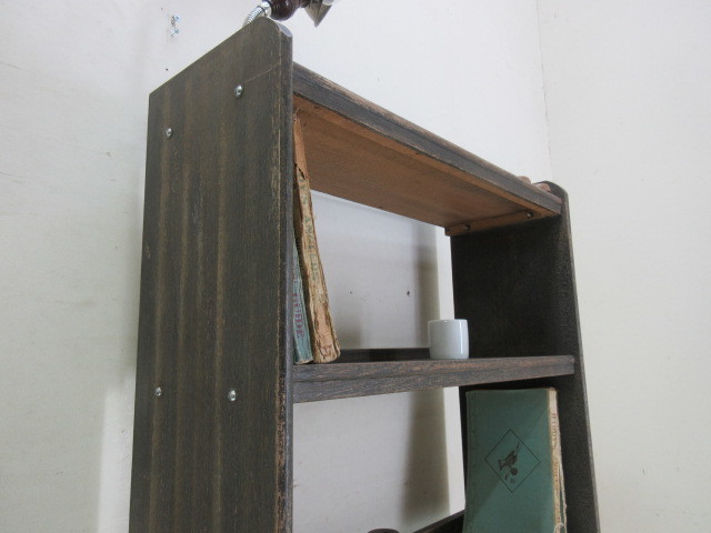 古い木味の4段本棚②G994 アンティーク家具収納棚本立て陳列棚店舗什器