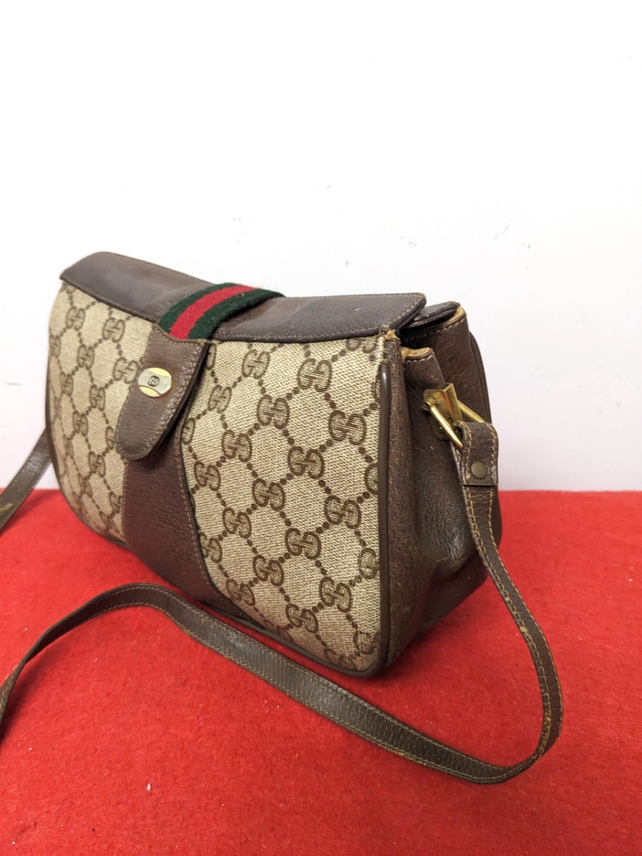 良品 Gucci シェリーライン ショルダーバッグ ポシェット オールドグッチ