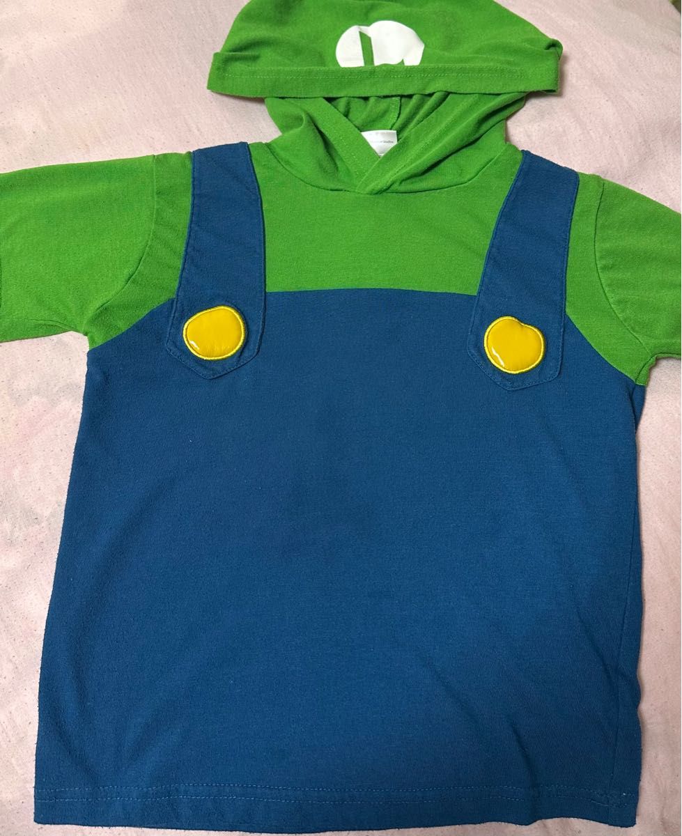 ユニバ　usj 公式　ルイージ　なりきり　Tシャツ　フーディ　ニンテンドーワールド　 半袖パーカー フード付きTシャツ　マリオ