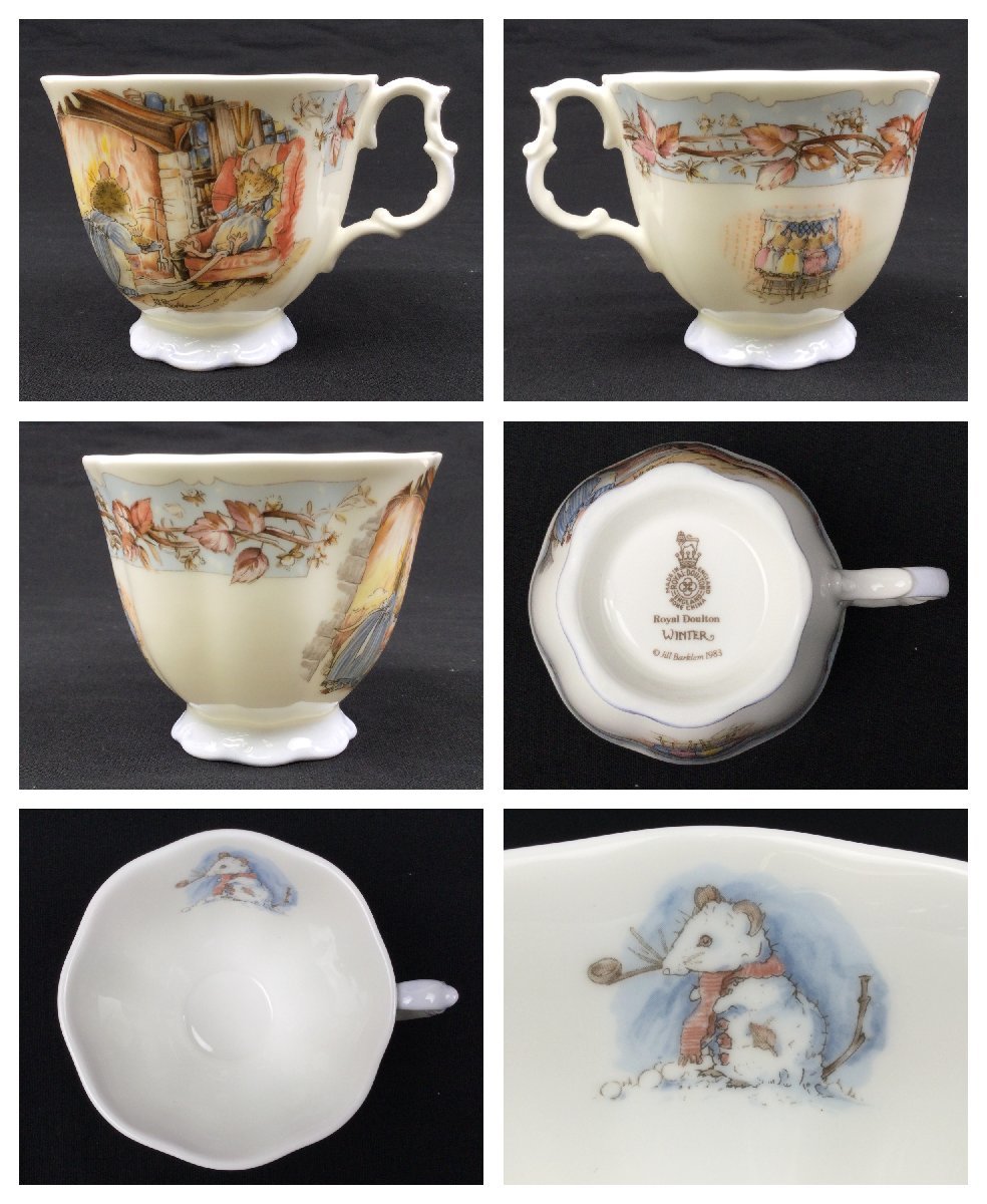 1210 ROYAL DOULTON ロイヤルドルトン ブランブリーヘッジ カップ＆ソーサー 3客 プレート 1枚 Summer Autumn Winter 陶磁器 イングランド_画像7