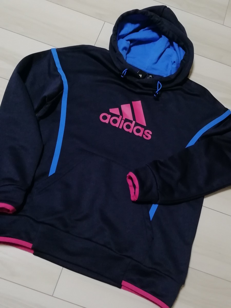 adidas パーカー　レディース S 紺色　可愛い_画像1